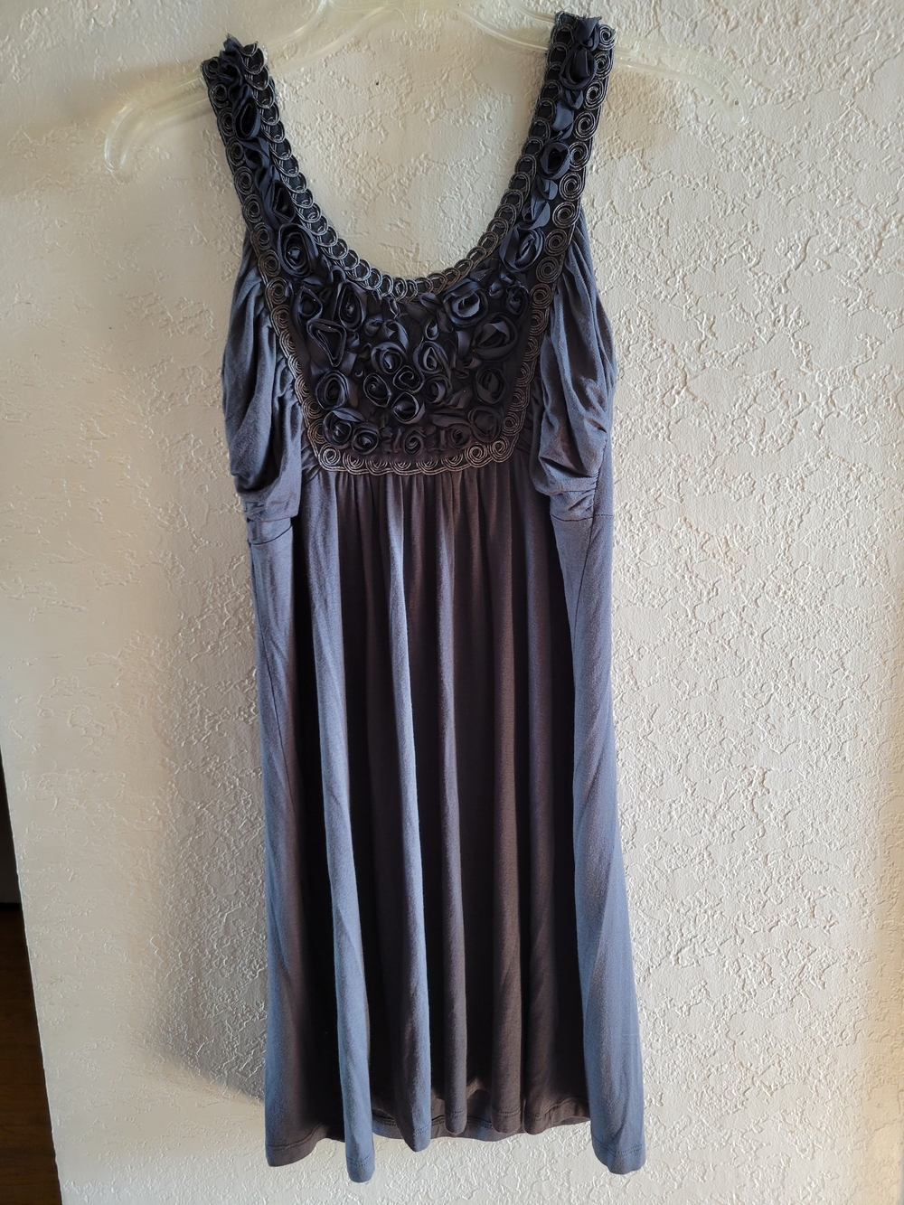 Soprano Dark Gray Floral Appliqué Chemise